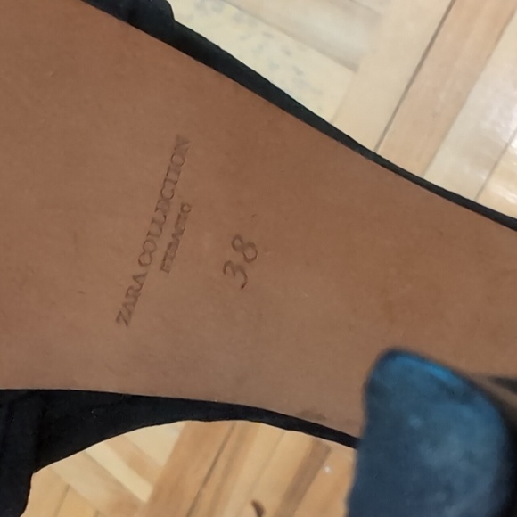 Zara suede platform 5" heel T strap sandals size 38 - Picture 12 of 13